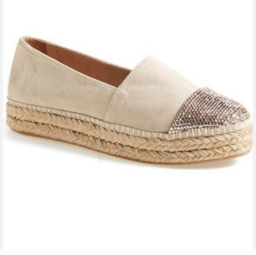 Steve Madden Tan Leather Espadrilles. Size 10.